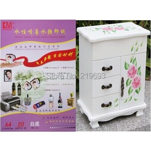 NICE ART JOB (60 pieces/lot) A4 size water-based white color background inkjet wood decal paper