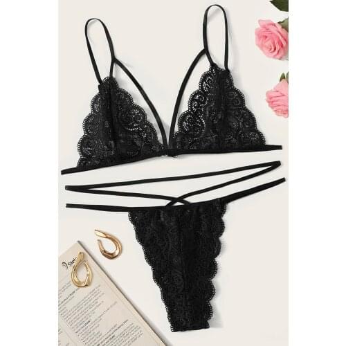 LOOK FOR YOUR WONDERFUL NIGHTS WITH ITS STUNNING COLORWomens Black Lace Bra Panty Set FREE SHIPPING