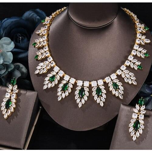 GODKI Luxury super long drop 2PCS Tricolor Statement Jewelry Set For Women Wedding Party Full Zircon Dubai Bridal jewelry Set