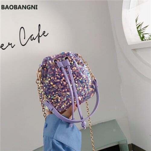 Purses and Handbags for Women Sequin String Bucket Hand Bags Tote Ladies Shoulder Bag Girls Crossbody Bags