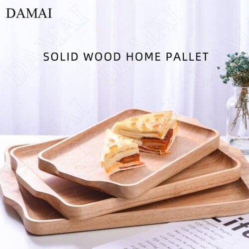 Creative Solid Wood Tray Decorative Japanese Rectangle Restaurant Serving Tray Home Coffee Table Tea Cup Wine Set Storage Plates