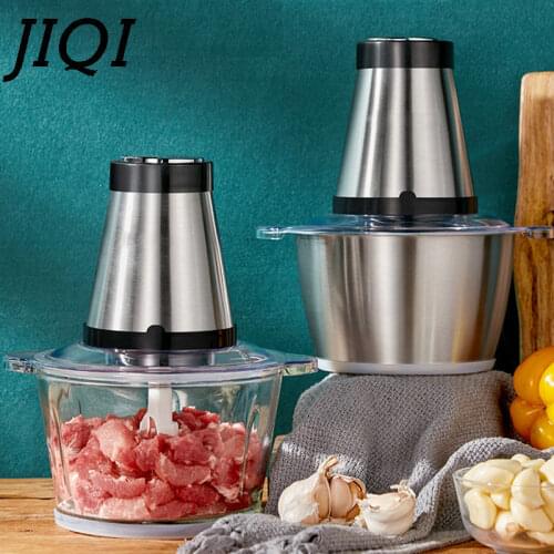JIQI 1.8L Meat grinder Small household electric multifunctional cutting machine Vegetables chopper stirring Mashed spices maker