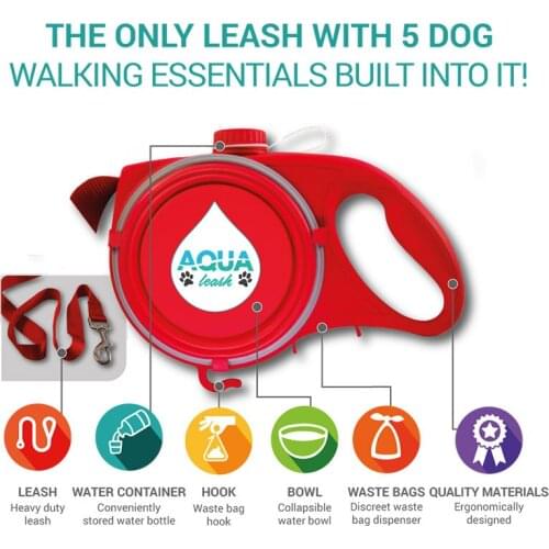 Multifunction Pet Dog Leash with Built-in Water Bottle Bowl Waste Bag Dispenser CLH@8