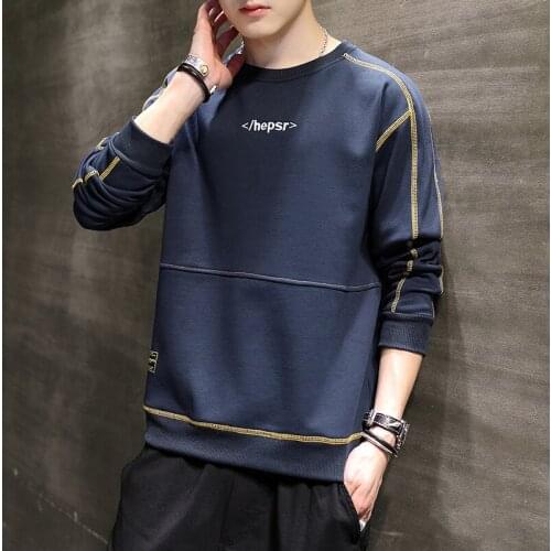 2021 New Mens Sweater Korean Version Long-Sleeved Top Bottoming Shirt Sudaderas Casual Pullover Round Neck Sweatshirts M-5xL