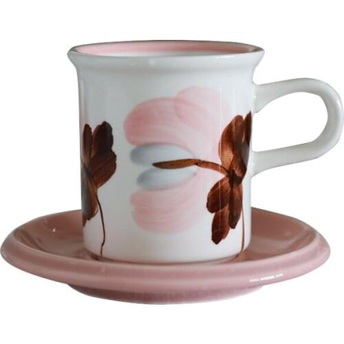 Ceramic Coffeware Sets Milk Tea Mugs Cups & Saucers Kitchen Drinkware Utensil Bone China Birthday Presents Wedding Gifts Pink