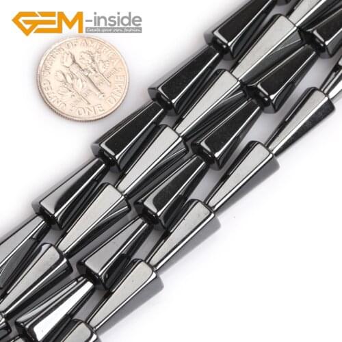 Natural Black Hematite Stone 7x16mm Hexagonal Pyramid Cone Beads for Jewelry Making DIY 15" Strand Wholesale New Fashion