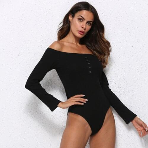 New Rompers Long Sleeve Bodycon Slash Neck Winter Jumpsuit Autumn Off Shoulder Bodysuits Women Body Feminino Mujer Sexy