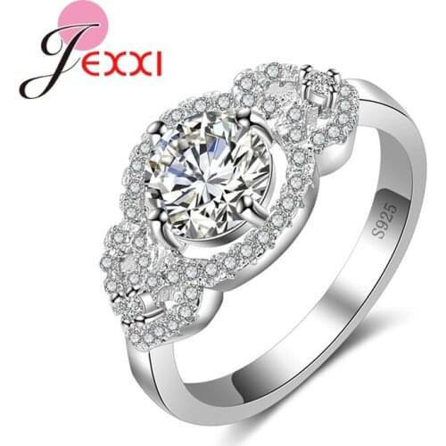 New Arrival Fashion Bridal Wedding Anillos Jewelry Trendy 925 Sterling Silver Crystal Engagement Proposal Rings For Women