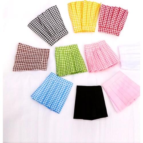 BJD Doll clothes suitable for 1/3 1/4 16 Size fashion checked uniform Pleated Skirt Color Skirt Doll Accessories