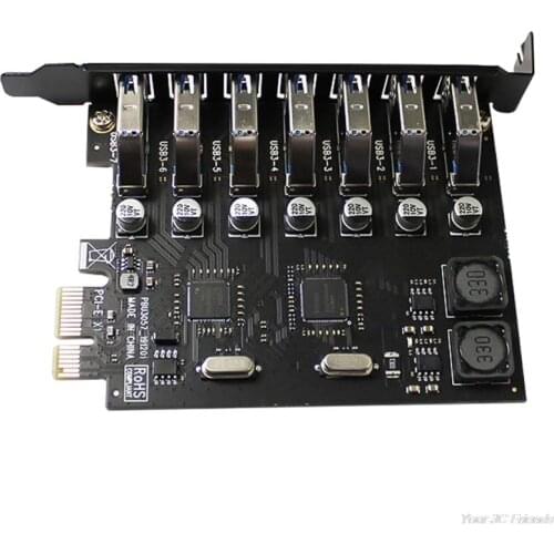 PCI-E to USB 3.0 7-Port Expansion Card PCI Express USB Add in Card Internal USB3.0 Hub Converter for Desktop S01 21 Dropship