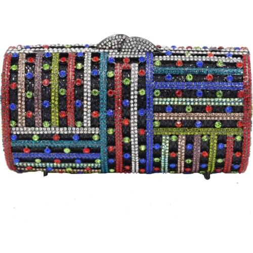 Cylinder Shape Luxury Clutch Bags Diamond Crystal Evening Bags blue Green Champagne Chain Party Wedding Purse SC903