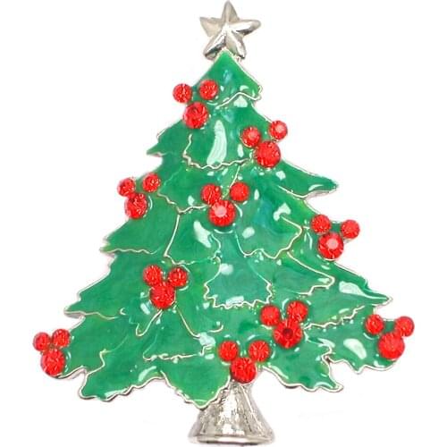 Christmas Tree Rhinestone Enamel Brooches Bags Badge Brooch Pins Jewelry Accessories Christmas Gift