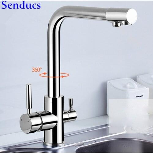Senducs Chrome Filter Kitchen Faucet Quality Brass Purified Kitchen Sink Faucet New Arrival Hot Cold Kitchen Mixer Faucet