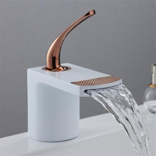 Bathroom Basin Faucets Solid Brass Sink Mixer Tap Hot & Cold Lavatory Waterfall Faucet Single Handle Crane Tap Free Shipping