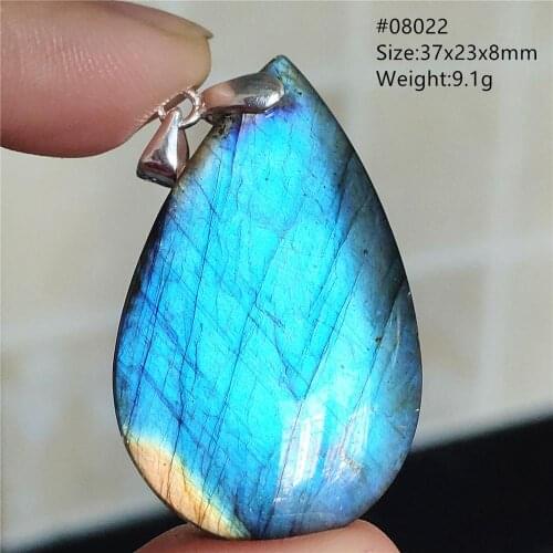 Top Natural Labradorite Blue Light Pendant Women Gemstone Water Drop Healing Stone Crystal Necklace Jewelry AAAAA