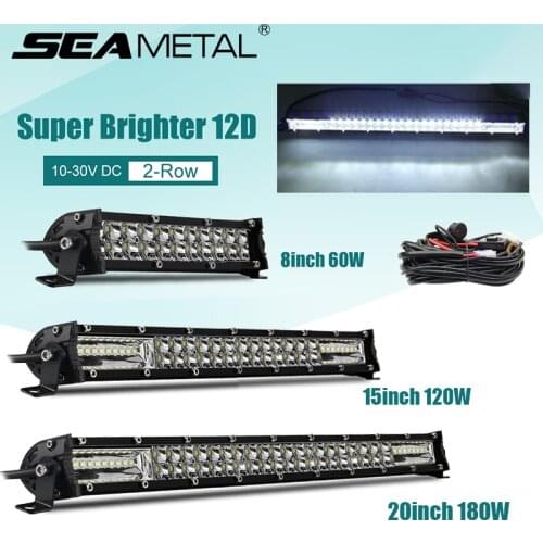 LED Light Bar Dual Row Combo Spot Flood Beam Driving Light For SUV 4X4 Off Road Boar 8'' 15'' 20'' 60W 120W 180W LED Work Light