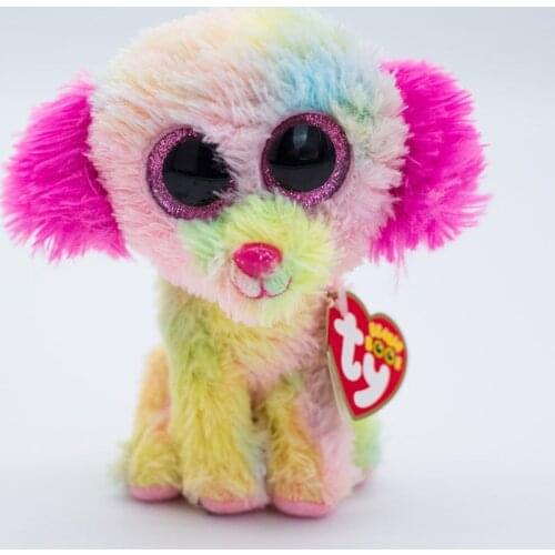 Ty Beanie Boos Big Eyes Bondi Stuffed Animal Puppy with Pink Ears Plush Doll Ornaments Soft Bedside Toys Doll Gift For Kids 15CM