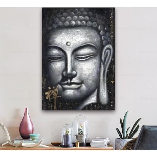 Vintage Sliver Buddha Oil Paintings Print On Cnavas Art Prints Chinese Style Buddhism Canvas Art Prints Wall Pictures Home Decor