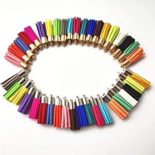 High Quality 35mm Copper Cap Leather Tassel For Keychain Cellphone Straps Jewelry Fiber Fringe Suede Tassel DIY Pendant Findings