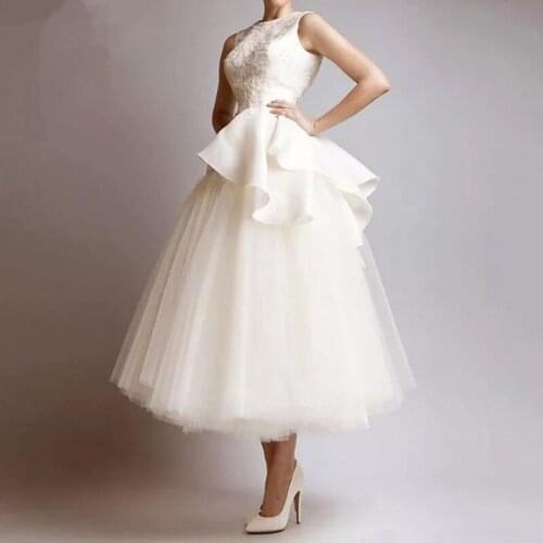 Ivory Prom Dresses A-line Tulle Appliques Ankle Length Short Prom Gown Evening Dresses Robe De Soiree