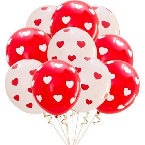 100pcs Red White Heart Spot Latex Balloon Polka dot Wave point globo Birthday Party Decor wedding party Valentines Day Supplies