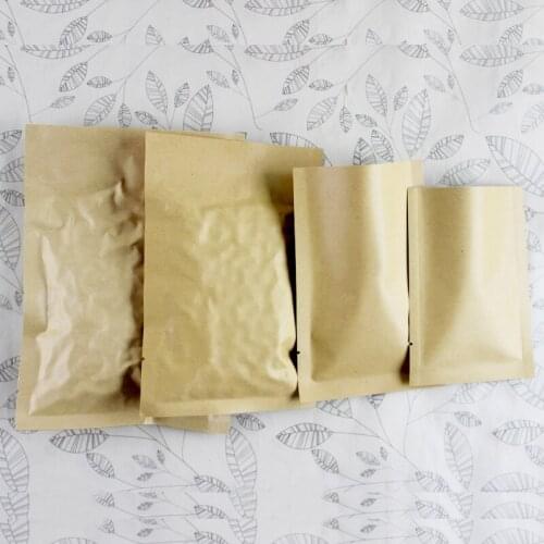 100Pcs/Lot 7*10cm Open Top Kraft Paper Mylar Foil Packaging Pouch Food Coffee Storage Heat Seal Aluminum Pack Bags