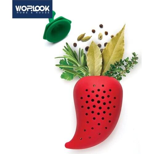 2Pcs Creative Red Chili Modelling Spice Silicone Filter Healthy Stew Soup Seasoning Kit Kitchen Utility Gadgets