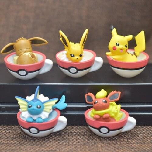 5Pcs/Set Anime Figuras 2-3cm Eevee Vaporeon Jolteon Flareon Figure Toys Pokemones Action Figures Toy Car Decoration Gifts
