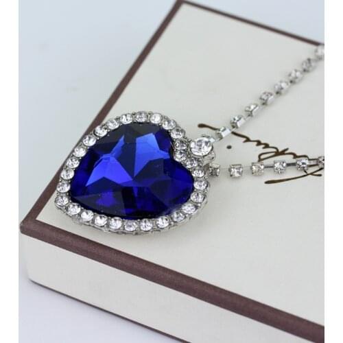 Titanic Heart of Ocean blue heart love forever shining pendant Necklace Valentine`s day gift