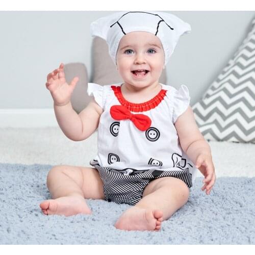 Infant Toddler Summer Short Romper Baby Boys Cook Chef Costume Photoshoot Halloween Party Fancy Dress Cotton
