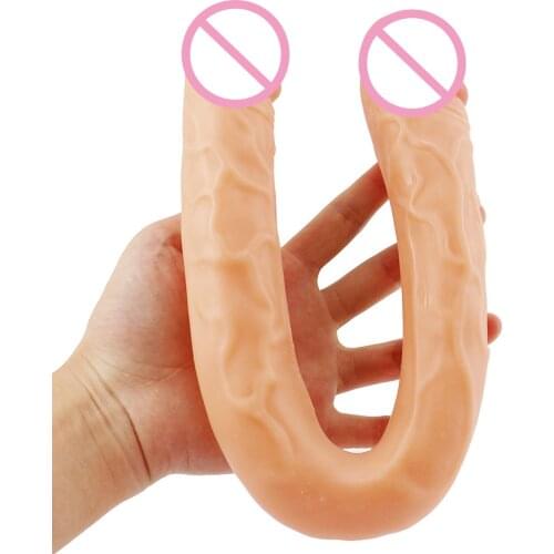 Double Jelly Dildo Realistic U Type G Spot Anal Dildo Big Artificial Penis Suction Cup Toys for Adult SexToys for Woman Lesbian