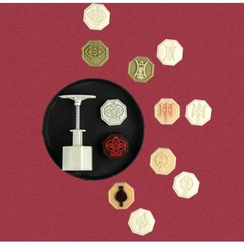 50g Mooncake Barrel Mold with 4/6 Flower Stamps Hand Press Moon Cake Pastry Mould DIY Bakeware