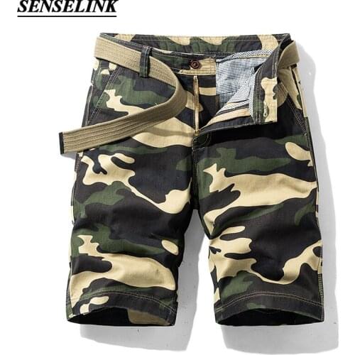 SENSELINK 2021Mens Multi-Pocket Overalls Summer Mens Cotton Camouflage Casual Mens Tactical Pants Mens Shorts Without Belt