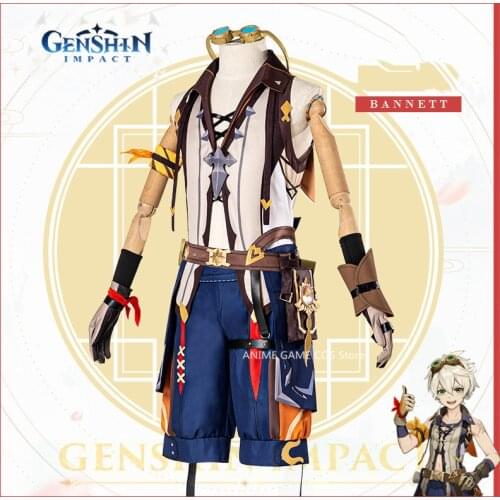 Bennett Genshin Impact Cos Clothing Traveler Bennet Cosplay Full Game Costume Top Pants Suit Male Coser Halloween Cosplay Outfit