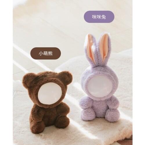 Creative and lovely holding sleeping small night light regularly off soft not dazzling cute mimi rabbit plush doll lamp J06