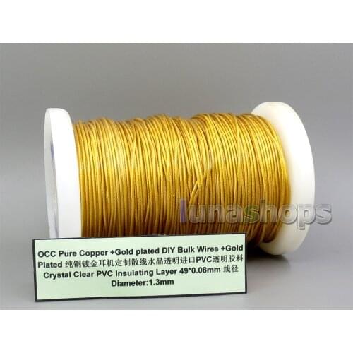 LN006138 OCC Pure + Gold Plated DIY Bulk Wires PVC Soft Clear Insulating Layer DIY Custom Earphone Cable 49*0.08mm Diamete