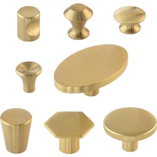 2Pcs/Lot Solid Brass Furniture Sorts of Knob Knobs Cabinet Drawer Cupboard Door Gold Oval Hex mushroom brarrel