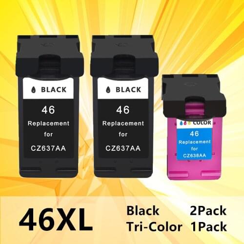 46XL Re-manufactured 46 XL ink Cartridge set Replacement for HP 46 for HP46 for HP Deskjet 2020 2520hc color Inkjet printer