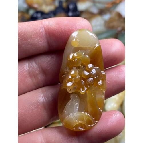 Natural 7A hetian jade Handcarved parrot yellow white jadeite jade pendant jade necklaces pendants jewelry jade necklace