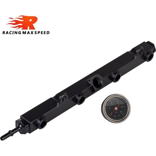 NEW K SERIES BLACK FUEL RAIL SUIT FOR H0NDA K20 K24 RSX CIV1C SI INTEGRA EP3 With 0-100PSI Black Gauge