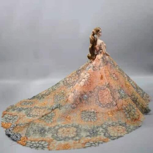 1/6 BJD Doll Clothes Floral Orange Silver Wedding Dress For Barbie Clothes Outfit Princess Party Gown 30cm Dolls Accessories Toy