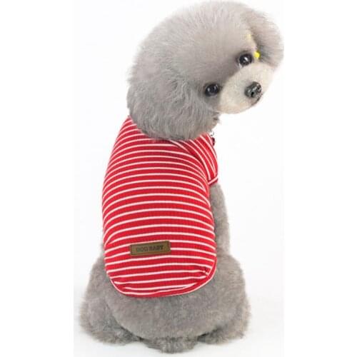 Dog Clothes For Small Dogs Cute Stripe Printed Summer Pets T-shirt Puppy Dog Clothes Pet Cat Vest Cotton Pug Apparel Costumes
