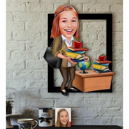 Personalized Women 'S Teacher Caricature OF 3D Wood Tablo-4 Reliable Quality Cost Effective Gift Decoration Modern fun