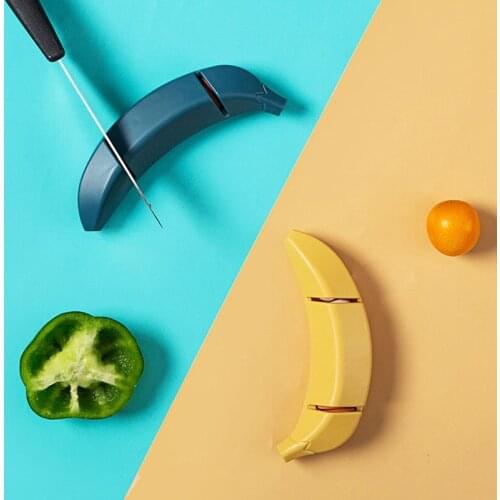 Portable Mini Banana Shape Sharpener Stone Two-Stage Whetstone Sharpening Knives Stone Home Kitchen Tool Supplies