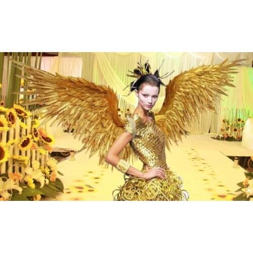 Amazing Gold Devil feather wings for Cosplay photography Angel Wing Game Display Game shooting props air express free shipping