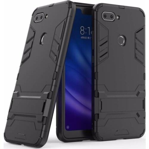 For Xiaomi Mi8 Light Mi 8 Lite Case Cover Shockproof Armor Rubber Protective Stand Hard Case Impact Bumper for
