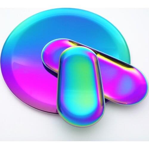 Rainbow Plate Snack Dish Stainless Steel Tray Oval Shape Heat Shape Plate Home Decoration Gold Food Tray Christmas Serving Plate