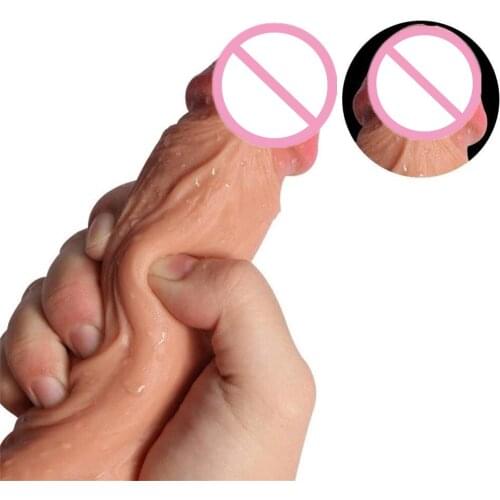8.3 Inch Skin Feeling Realistic Penis with Powerful Suction Cup, Soft Sexy Huge Dildo Double Layer Silicone Dick for Women