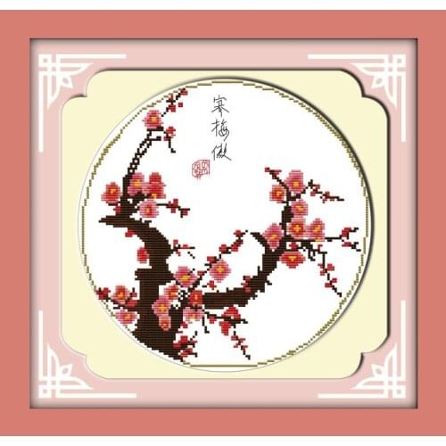 Joy Sunday Plum Flower In Winter Orchid Bamboo Needlework11&14CT Printed Counted Water Soluble Cloth Cross Stitch for Home Decor