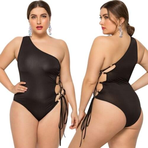 Oblique Shoulder Swimsuit One-Piece Bikini Swimsuit Womens Plus Size Swimsuit
